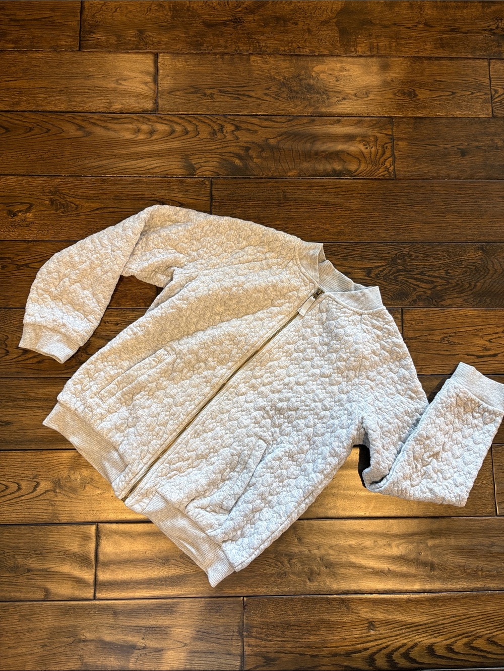 Cat & Jack Quilted Hearts Zip-Front Sweater Jacket - Light Grey